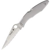 Spyderco 7S PolICE Model Serrated Lockback Folding Pocket Knife with Stainless Handles