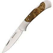 Browning 589 Lockback Folding Pocket Drop Point Knife with Burl Wood Handle