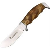 Browning 526 Skinner Fixed Stainless Skinner Blade Knife with Finger Groove Burl Wood Handle