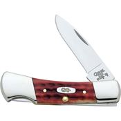 Case 2758 Small Lockback Folding Pocket Drop Blade Knife with Pocket Worn Red Jigged Bone Handles