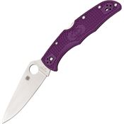 Spyderco 10FPPR Endura 4 Lockback Folding Pocket Knife with Vibrant Purple Fiberglass Reinforced Nylon Handles