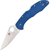 Spyderco 11FPBL Delica Lockback Folding Pocket Knife with Blue Fiberglass Reinforced Nylon Handles