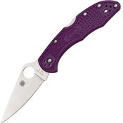 Spyderco 11FPPR Delica Lockback Folding Pocket Knife with Purple Fiberglass Reinforced Nylon Handles