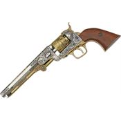 Denix 1040L Civil War 1851 Navy Revolver with Antique Nickel Silver Finish Barrel