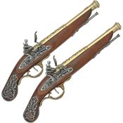 Denix 1196 British Dueling Pistols with a full Length WoodSstock