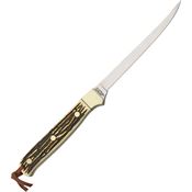Schrade 168UH Uncle Henry Fillet Stainless Flexible Fillet Blade Knife with Delrin Stag Handles