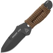 TOPS DFOX01 Tactical Gray Finish Fox Fixed Blade Knife with Desert Tan Paracord Wrapped Handle