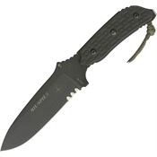 TOPS MIL05 Mil-SPIE Fixed Black Traction Coating Blade Knife with Black Linen Micarta Handles