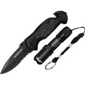 Humvee KCER1 Emergency Rescue & LED Combo Part Serrated Linerlock Knife