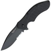 Kershaw 1605CKTST Clash Assisted Opening Part Serrated Black Finish Blade Knife with Textured Black Injection Molded Handle