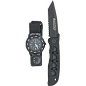 Smith & Wesson WSO2 Black face Special Ops Watch/Knife Combo with Stainless Back
