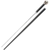 Paul Chen 2131 Black Lacquer Coated Skull Sword Cane with Rubber Tip