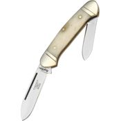 Rough Rider 055 Mini Canoe Stainless Spear and Pen Blades with White Smooth Bone Handle