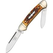 Rough Rider 058 Mini Canoe Folding Pocket Knife with Amber Bone Handle