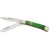 Rough Rider 1056 Stroke of Luck Trapper Folding Pocket Knife with Green Bone Handle