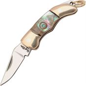 Rough Rider 174 Minature Folder with Abalone Handle Nickel Silver Bolsters Loop for Necklace Keyring
