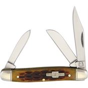 Rough Rider 194 Small Stockman Folding Pocket Knife with Amber Bone Handle
