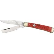 Rough Rider 274 Razor Trapper Folding Pocket Knife with Red Bone Handle