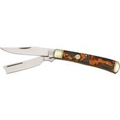 Rough Rider 515 Razor Trapper Folding Pocket Knife with Imitation Tortoise Shell Handle