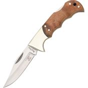 Rough Rider 518 Finger Grooved Lockback Folding Pocket Knife with Light Brown Wood Handles
