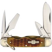 Rough Rider 533 Camp 440 Stainless Knife with Amber Jigged Bone Handle