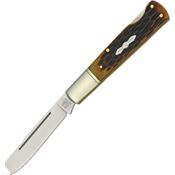 Rough Rider 763 One Arm Lockback Folding Pocket Knife with Amber Jigged Bone Handles