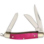 Rough Rider 840 Tiny Stockman Folding Pocket Knife with Pink Bone Handle