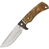 Rough Rider 844 Hunting Fixed Stainless Blade Knife with Burl Wood Handles