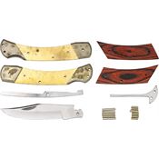 Rough Rider CS1 Custom Shop Large Lockback Knife with with Brown Rich Grain Wood Handles - Kit