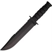 Ka-Bar 2211 Big Brother Fighting Utility Fixed Black Finish Blade Knife with Grooved Black Kraton Handle