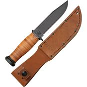 Ka-Bar 2225 Mark 1 Fixed Cro-Van Steel Blade Knife with Brown Leather Wrapped Handle