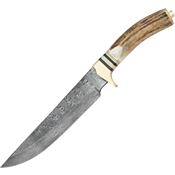 Damascus 1006 Bowie Fixed Damascus Steel Blade Knife with Genuine Stag Handle