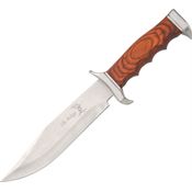 Elk Ridge 012 Large Hunter Fixed Blade Clip Point Knife with Finger Groove Laminated Wood Handle