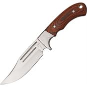 Elk Ridge 052 Hunter Fixed Stainless Upswept Blade Knife with Brown Rich Grain Wood Handles