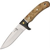 Elk Ridge 065 Hunter Fixed Blade Knife with Brown Burl Black Wood Trim Wood Handles