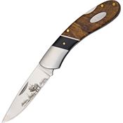 Elk Ridge 072D Elk Lockback Folding Pocket Drop Point Knife with Black and Brown Burl Wood Handles