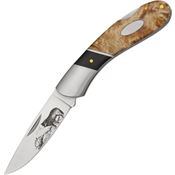 Elk Ridge 072W Wolf Lockback Folding Pocket Drop Point Knife with Burl Wood Handles
