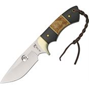 Elk Ridge 073 Hunter Fixed Stainless Blade Knife with Black and Brown Burl Wood Handles