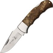 Elk Ridge 138 Lockback Folding Pocket Stainless Blade Knife with Burl Wood Handles