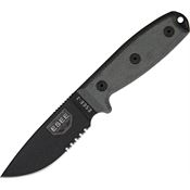 ESEE 3SMMB Model 3 Part Serrated Fixed Blade Knife with Black Linen Micarta Handles