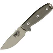 ESEE 3PMDT Model 3 Standard Edge Fixed "Super Tuff" Textured Blade Knife with OD Green Canvas Micarta Handles