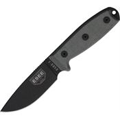 ESEE 3PMMB Model 3 Standard Edge Fixed Blade Knife with Black Linen Micarta Modified Rounded Pommel Handles