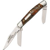 Imperial Schrade 16S Medium Stockman Folding Pocket Knife with Red and Brown Swirl Celluloid Handle