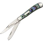 Imperial Schrade 19PRT Small Trapper Folding Pocket Knife with Purple and Abalone Swirl Celluloid Handle