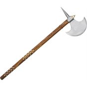 Pakistan 2439 Battle Axe with Brown HardWood Handle with Studded Inlays