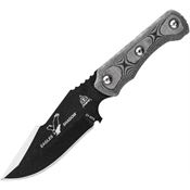 TOPS ESH01 Eagles Shadow Fixed Black Traction Coating Blade Knife with Black Linen Micarta Handles