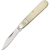 Rough Rider 1273 Small Stainless Clip Blade Barlow Knife with White Smooth Bone Handle