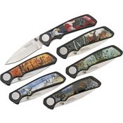 American Hunter 500 Wildlife 6 Pc Pocket Knife Set with Black Aluminum Handle