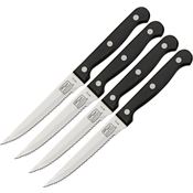 Chicago 01393 Essentials 4 Piece Steak Knife Set with Black Contoured Polymer Handle