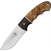 Elk Ridge 128 Hunter Fixed Stainless Blade Knife with Brown and Black Burl Wood Handles